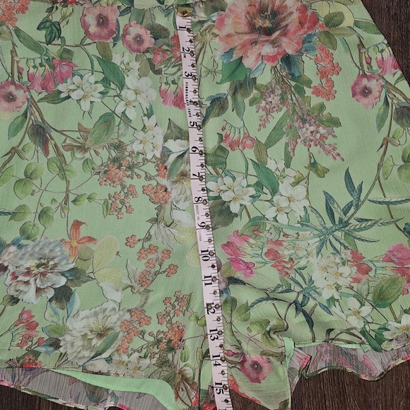 Jay Godfrey Strapless Green Floral Chiffon Romper – Size 6 - Picture 7 of 11